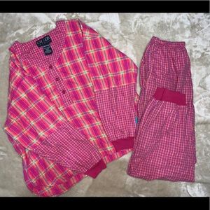 Pink plaid PJ set